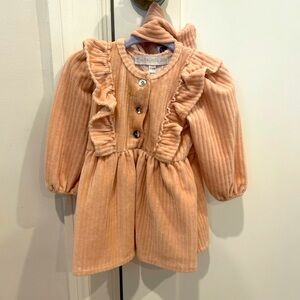 Pale Pink Ruffled Baby Dress with Headband